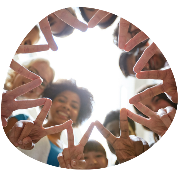 Hands Forming Peace Signs in a Circle